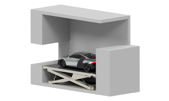 car lift underground, garage underground