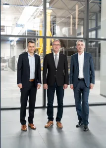 Dr. Tobias Wennekamp (Chief Product Officer Lödige Industries), Hans-Dieter Frick (Gründer und Geschäftsführer Swiss-Park), Philippe De Backer (CEO Lödige Industries)